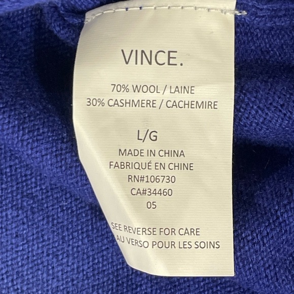 Vince Navy/Gray Ombre dipped v-neck wool/cashmere sweater oversized Size Large - Picture 5 of 6